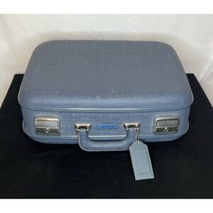 Vintage Voyage Air Montreal Blue Hard Shell Suitcase Blue Quilted Interior
